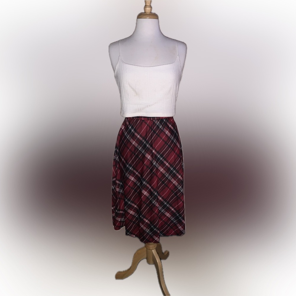 Laura Scott Petite Red Plaid Maxi Skirt